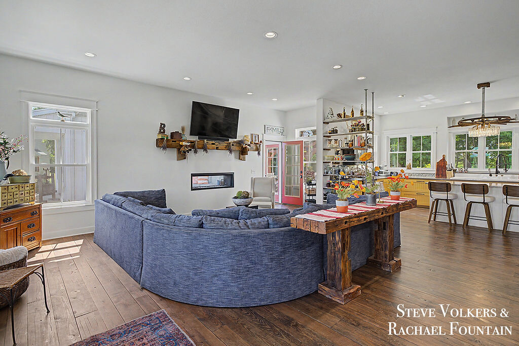 Living room with custom built-ins